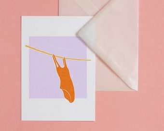 Summer Swim – postcard with envelope, art, print, illustration