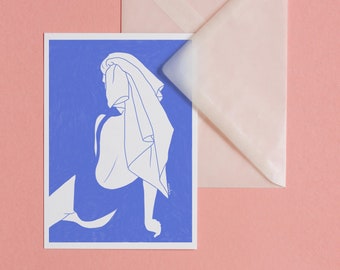Cool Blue – postcard with envelope, art, print, illustration