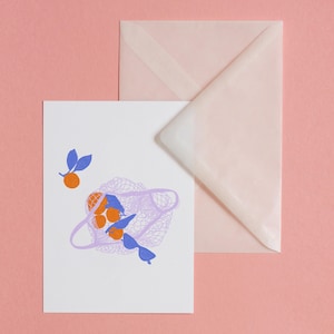 Summer Oranges – postcard with envelope, art, print, illustration