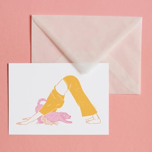 Yoga Dog – Postkarte mit Briefumschlag, Kunstdruck, Illustration, Art