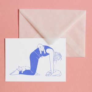 Cat Pose – carte postale avec enveloppe, impression d’art, illustration, art