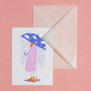 Rainy Mood – postcard with envelope, art, print, illustration