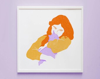 Cat Hug – Art Print, Poster, Illustration