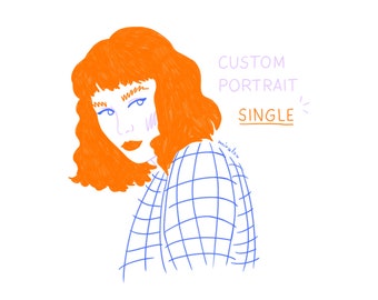 custom portrait single – colorful line art, drawing, illustration, digital