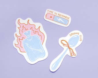 Spoonie Club sticker set 3pcs – illustration, art, print