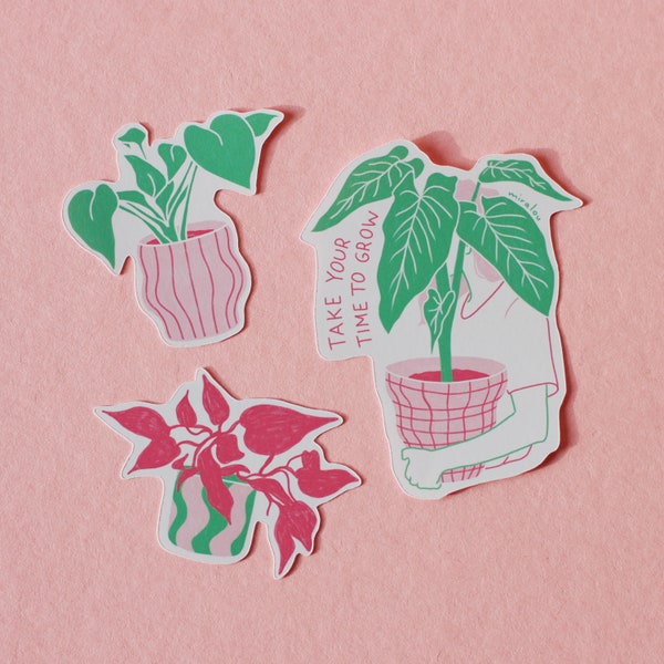 Take Your Time To Grow sticker set 3 pieces – illustration, art, print, plants