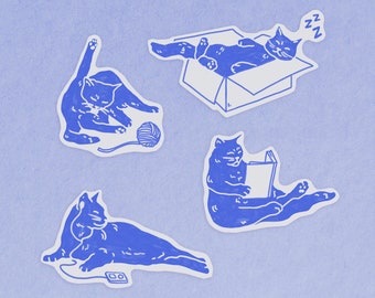Quarantine Cats sticker set 4 pieces – illustration, art, print