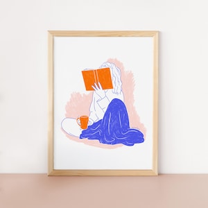 Busy Resting Kunstdruck, Poster, Print, Illustration, Art Blau