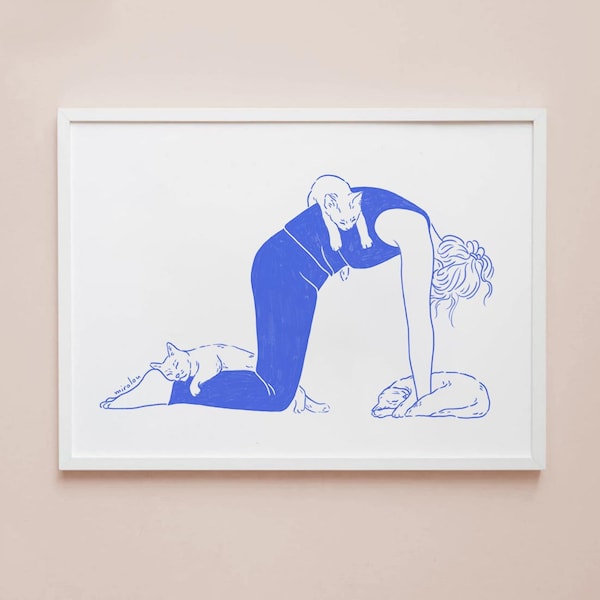 Cat Pose – Kunstdruck, Poster, Print, Illustration, Art