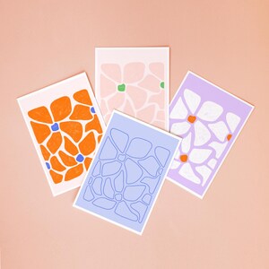 Flower Power Postcard Set of 4 (A6) – Art Print, Poster, Illustration