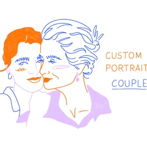 custom couple portrait – colorful line art, drawing, illustration, digital, wedding