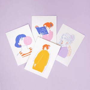 Ragazze Ragazze Ragazze Set di 4 (A6) – Stampa artistica, poster, stampa, illustrazione, arte