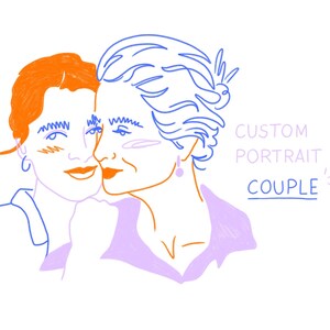 custom couple portrait – colorful line art, drawing, illustration, digital