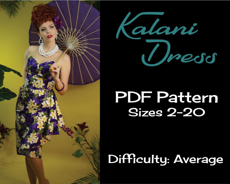 New Fifties Dresses | 50s Inspired Dresses     PDF Sarong Dress Pattern - 1950s/Rockabilly/Pinup Style - Print at Home PDF/Digital Download $10.00 AT vintagedancer.com