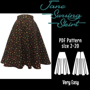 PDF 1950s Style Swing/Circle Skirt Pattern - Rockabilly/Pinup/Print at Home PDF/Digital Download - PDF Pattern