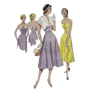 1950s PDF/Digital Download - Butterick -1950s Halter Dress with Capelet - PDF Pattern/Instant Download/Print at Home