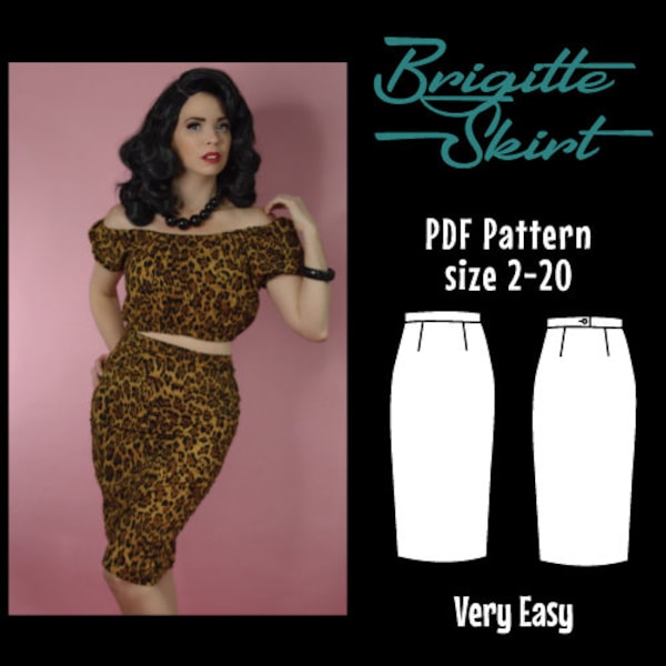 PDF Pencil/Wiggle Skirt Pattern - 1950s Fitted Style - Print at Home PDF/Digital Download - PDF Pattern