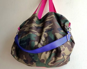 Camouflage tote bag, camo bag, crossbody bag, gift for her, woman crossbody bag, camo tote bag, mimetic purse, handmade gifts, shoulder bag