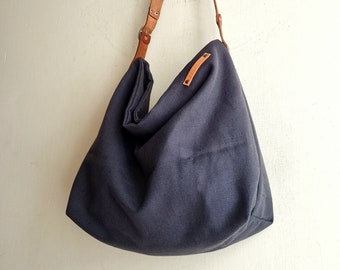 Canvas bag, canvas slouch bag, canvas purse, canvas slouchy bag, Valentine's Day gift, grey canvas purse, slouchy bag, gray hobo bag