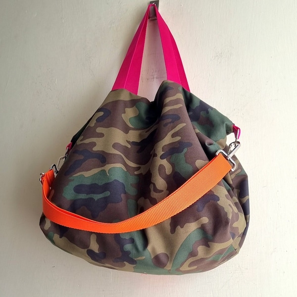 Borsa camouflage a tracolla, tracolla camouflage, borsa tessuto mimetico, borsa mimetica, borse fatte a mano, borsa camouflage unisex