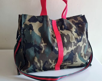 Camo tote bag, camo bag, camo hand bag, crossbody bag, slouchy bag, gift for her, camouflage purse, camouflage tote bag, camo shoulder bag