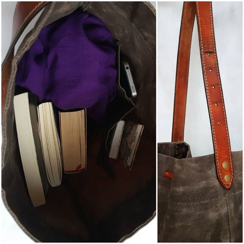 Special Mother's Day gift. Brown Leather & Canvas Bag Special Mother's Day gift. Brown Leather & Canvas Bag