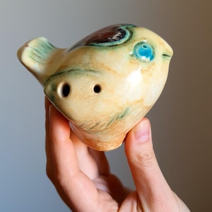 Bird Ocarina – Handmade Ceramic Musical Instrument with Fingering Chart | Great Gift for Musician and Beginner, Music Lover or Collector