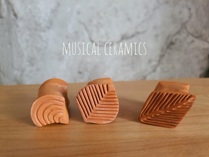 Ceramic stamps - Bisque clay stamps - Tools for ceramics - Pottery supply - Hand carved seals - Set of 3 double-ended stamps set 2