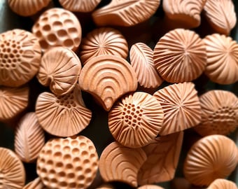 Ceramic stamps - Bisque clay stamps - Tools for ceramics - Pottery supply - Hand carved seals - Set of 3 double-ended stamps