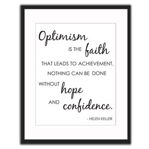 Helen Keller Poster - Quote - Optimism is the Faith