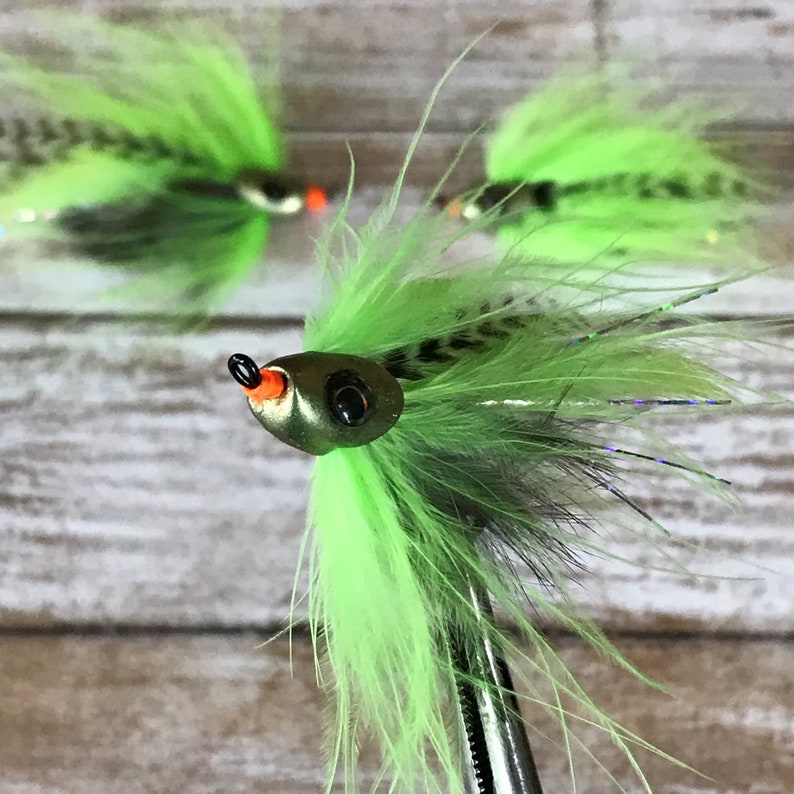 Chartreuse Sculpin Set of 3 Steelhead Streamers Steelhead Flies Salmon Flies Steelhead Fly Patterns Size #4 Hook