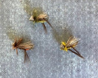 Fly Fishing Flies, Trout Flies Fly Fishing, Stimulator Fly, Hopper Flies, Dry Flies, Hand Tied Trout Flies, "The Heart Stopper", Set of 3