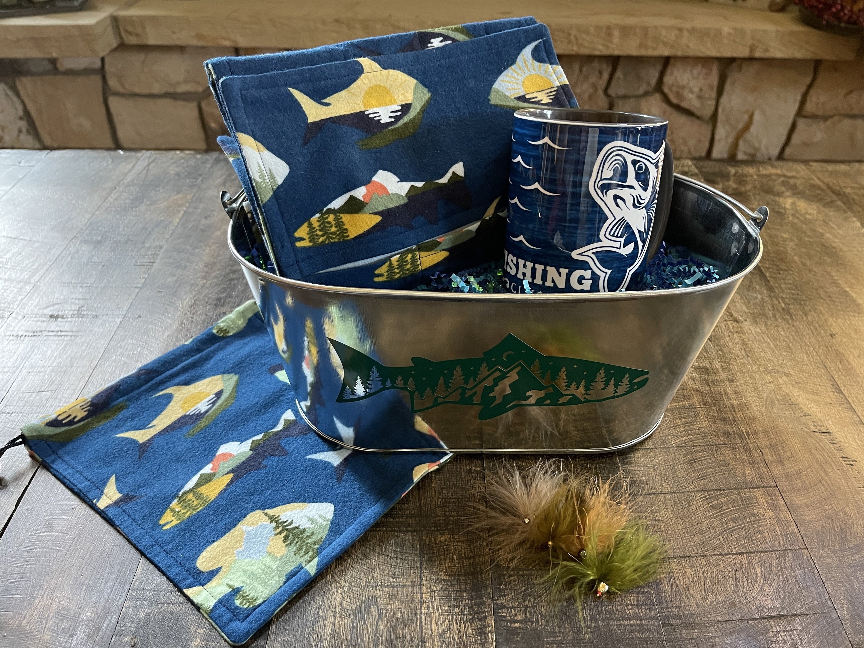 Fishing Creel Gift Basket Jam-Packed with Useful Fishing Equipment, Sweet Treats and Novelty Items | Father's Day | Gifts for Him