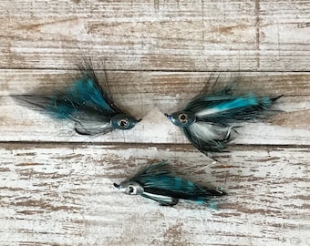 Steelhead Flies, Soft Hackle Flies, Steelhead Streamers, Salmon Flies, Fly Fishing Gift for Men, Fishing Birthday Gift, (3) "Blue Herring"