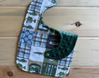 Fishing Baby Bib, Stocking Stuffer for Baby, Fishing Christmas Gift for Toddler, Outdoorsy Gift for Toddler, 1st Birthday Gift for Nephew