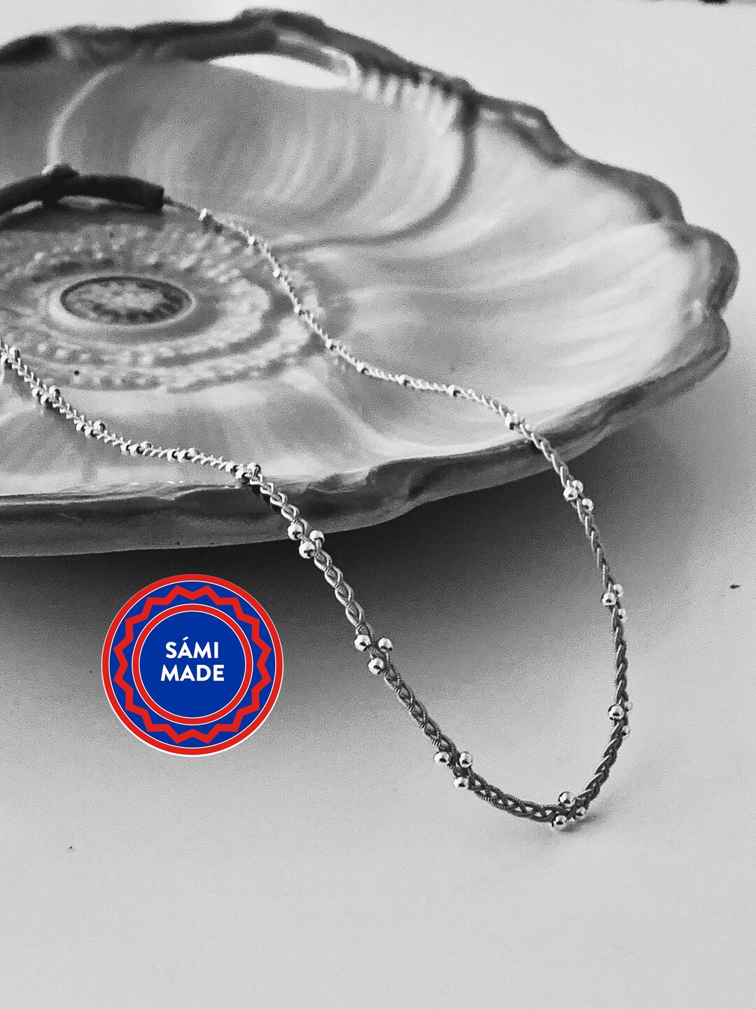 Handmade Sami Necklace RAGNHILD: Sterling Silver Beads, Reindeer ...