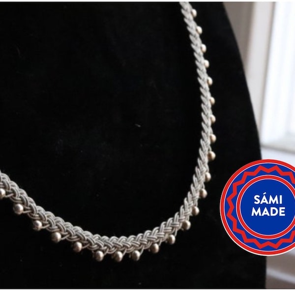 Sami necklace with silver beads - Sami jewelry- A gift for yourself or your loved ones. Sami made. Made in Sweden. Halskette Gift Easter