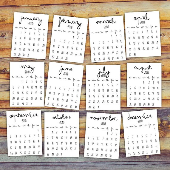 Items Similar To 2018 Printable Calendars 12 Months