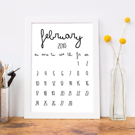 Febrero 2019 Calendario Imprimible en inglés | Etsy Febrero 2019 Calendario Imprimible en inglés | Etsy