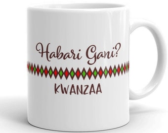 Habari Gani Mug Kwanzaa Gift Coffee Happy For 11 And 15 Ounce Sizes Printed On Both Sides