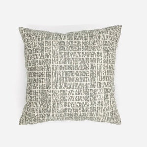 Geo Squares, Grigio argenteo, Avorio, Cotone, Tela, Peso medio pesante, Indoor, Décor Pillow