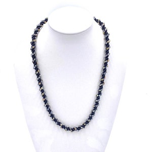 The Whirlwind Kumihimo Beaded Necklace, Clear Crystal, Black, 27&quot;