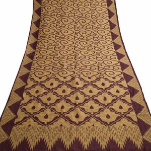 Sushila vintage marron foncé pour mariage, sari 100 % pure soie tissée, sari artisanal à porter ou à fabriquer