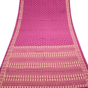 Sushila Vintage Magenta Daily Wear Saree 100% pura seta crepe stampata tessuto morbido per uso quotidiano o per scopi artigianali