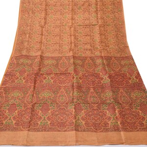 Sushila Vintage Brown Saree 100% pura seta stampata floreale morbido artigianato 5 YD tessuto sari per indossare o scopo artigianale