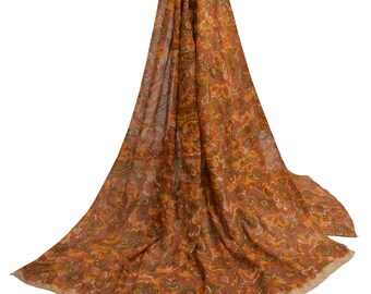 Sushila Vintage Indian Dupatta Blend Silk Hand Embroidered Kantha Long Stole For Wearing or Crafting Purpose