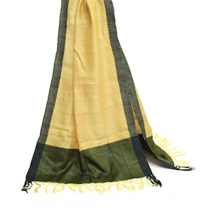 Sushila vintage jaune 100 % pure laine Dupatta uni indien longue étole châle à porter ou à fabriquer