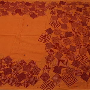 Sushila Vintage Orange Saree Pure Georgette Silk Self Woven & Embroidered Abstract Sari Fabric for Wearing or Crafting Purpose