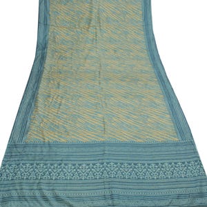 Sari vintage color crema Sushila, 100% seta pura, tessuto indiano morbido stampato, 5 iarde, da indossare o per scopi artigianali