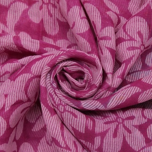 Sushila Vintage Purple Saree 100% puro cotone stampato floreale morbido tessuto artigianale Sari per uso indossabile o artigianale